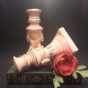 Vintage Cottage Rose Candleholders ~ Set of 2